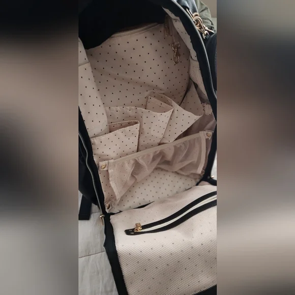 Itzy Ritzy Black Diaper Backpack with Gold Accents - Picture 4 of 9